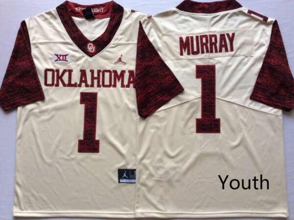 Youth Oklahoma Sooners 1 Kyler Murray White Youth 47 Game Winning Streak College Football Jersey