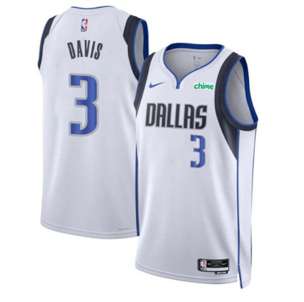 Men's Dallas Mavericks #3 Anthony Davis White 2025 Association Edition Stitched Basketball Jersey