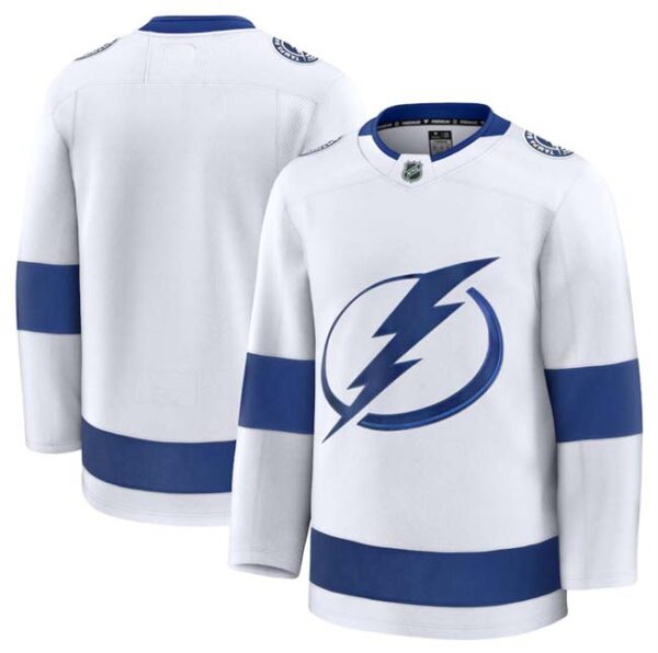 Men's Tampa Bay Lightning Blank White 2024-25 Away Stitched Hockey Jersey